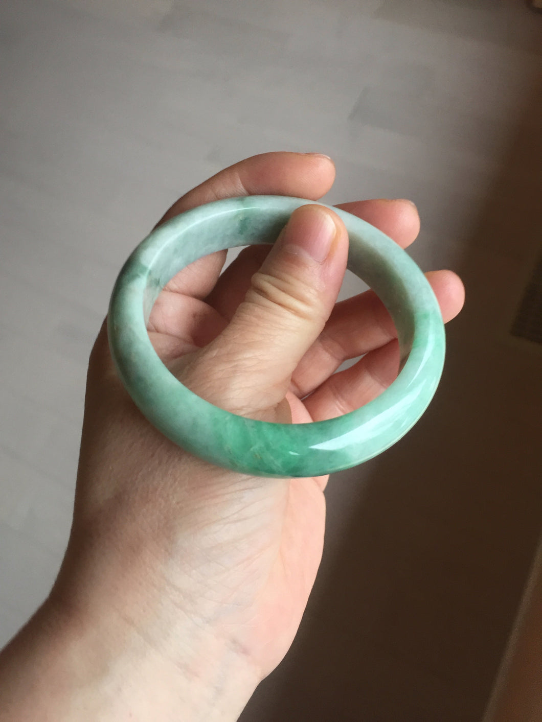 55.8mm Certified 100% natural Type A sunny green jadeite jade bangle BM75-4431