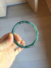 Load image into Gallery viewer, 56mm Certified Type A 100% Natural dark green/blue/gray Guatemala slim round cut Jadeite bangle PJ24-9694
