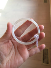 Load image into Gallery viewer, 52.5mm Certified 100% Natural icy gray (灰冰) slim round cut nephrite jade bangle HF127-9232
