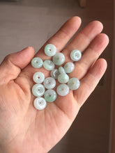 Load image into Gallery viewer, 10-12.8mm Type A 100% Natural light green sunny green white Jadeite Safety Guardian Button donuts pendant PH62 Add on item
