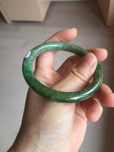 Load image into Gallery viewer, 55.5mm certified 100% natural Type A sunny green, oily dark green gray brown black Mountain After Rain(空山如洗) round cut jadeite jade bangle AZ174-1026
