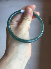 Load image into Gallery viewer, 60.5mm Certified Type A 100% Natural dark green/blue/gray with flying snow Guatemala slim round cut Jadeite bangle PD58-3376

