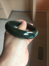 Load image into Gallery viewer, 62.2mm 100% Natural Dark Green/Black Meteorite Starry Night Sky Galaxy Nephrite Bangle HK4-5902
