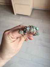 Load image into Gallery viewer, 100% natural type A icy watery green dark green four-prong jadeite jade ring group PB130
