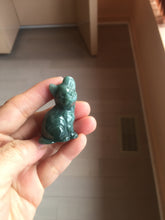 Load image into Gallery viewer, 100% Natural green/blue/gray/black Guatemala jadeite Jade cat desk decor/worry stone PF7

