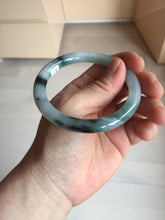 Load image into Gallery viewer, 55.6mm Certified Type A 100% Natural Dark Green Blue Gray Black Moonlit Ink (水墨月色) Round Cut Jadeite Jade Bangle AZ142-0750
