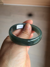 Load image into Gallery viewer, 52.8mm Certified Type A 100% Natural icy watery deep sea green/blue/gray/white Guatemala Jadeite bangle KS91-6393
