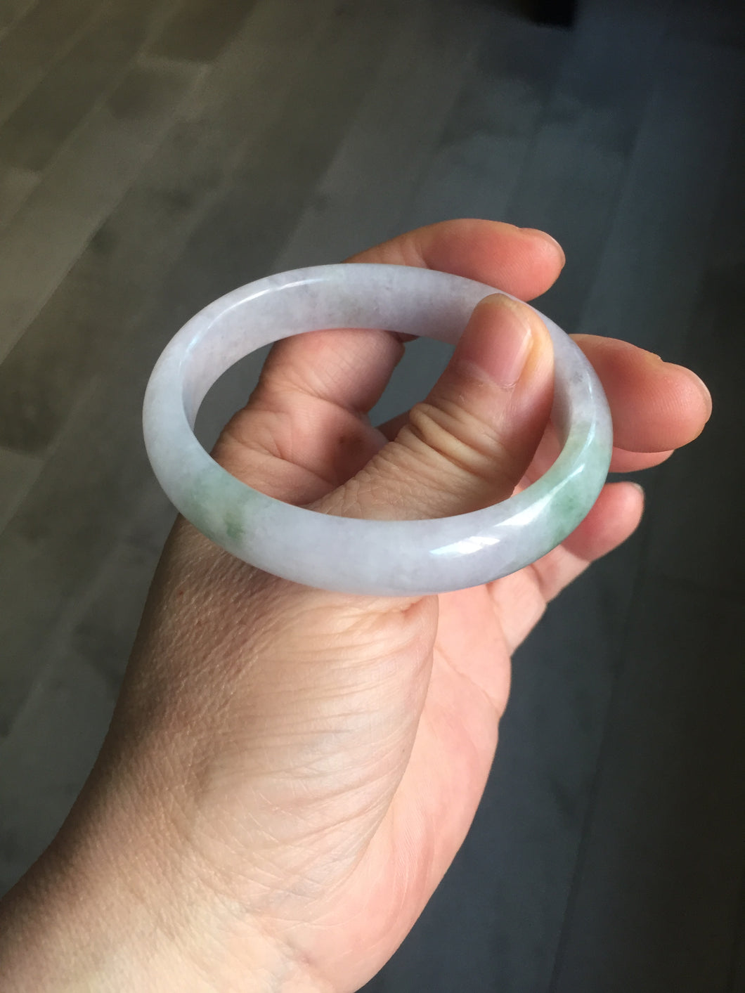 50mm certified 100% natural Type A icy watery light green purple oval jadeite jade bangle PB208-2840