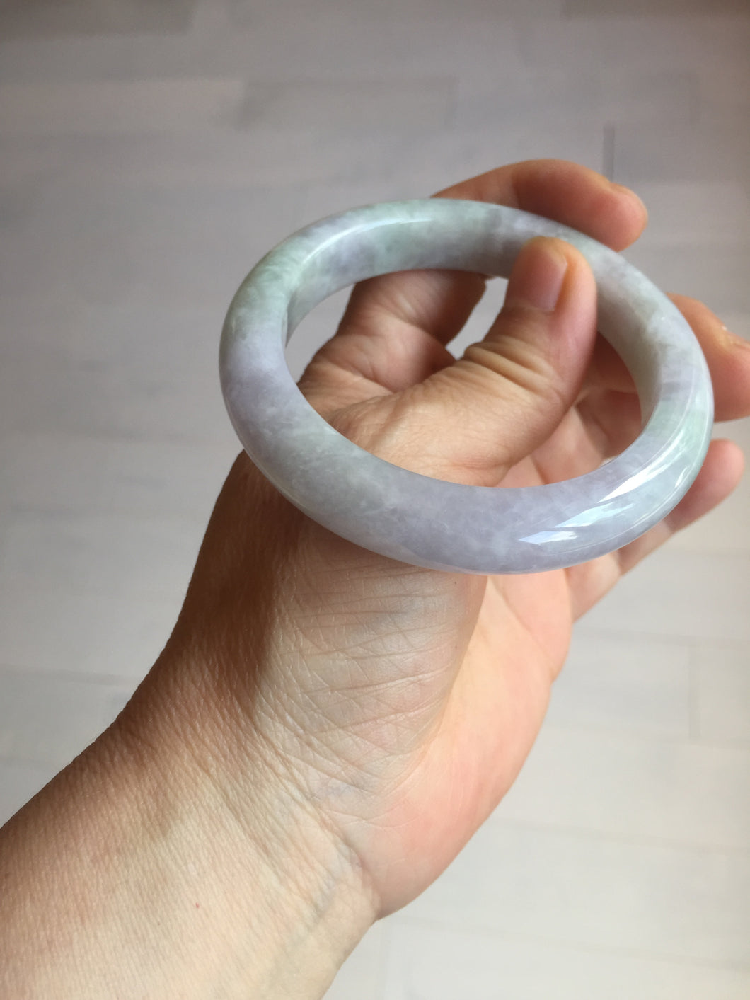 54mm Certified Type A 100% Natural light green purple Jadeite Jade bangle PC98-9150