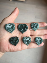 Load image into Gallery viewer, 100% Natural type A dark green/blue/black heart pinky promise(执子之手，与子偕老) Guatemala jadeite Jade pendant AX143
