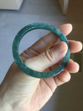 Load image into Gallery viewer, 51mm Type A 100% Natural dark green/black/blue/gray with flying snow Guatemala square style Jadeite bangle PJ45-0679
