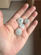 Load image into Gallery viewer, 13.4-16.6mm Type A 100% Natural icy watery light green white gray Jadeite Safety Guardian Button donuts pendant PF21 Add on item
