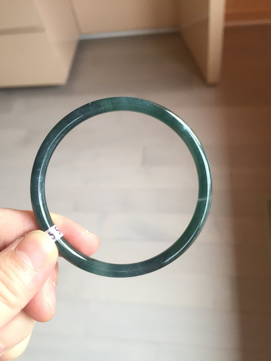 58.3mm Certified Type A 100% Natural dark green/blue/gray Guatemala slim round cut Jadeite bangle BP201-5512