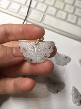 Load image into Gallery viewer, 100% Natural type A white brown Jadeite Jade Withered Leaf Butterfly(枯叶蝶) pendant PB215
