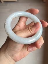 Load image into Gallery viewer, 56.5mm 100% Natural type A icy watery green/blue carved and golden-painted chubby round cut Jadeite Jade bangle PC75
