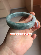 Load image into Gallery viewer, 56-58mm Certified Type A 100% Natural Dark Green Purple Gray Monet's Pond Square Jadeite Jade Bangle group GL61
