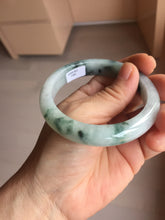 Load image into Gallery viewer, 56.5mm Certified Type A 100% Natural light purple white green with green floating flowers jadeite Jade bangle PB295-7300
