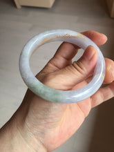 Load image into Gallery viewer, 58.5mm Certified 100% Natural type A icy watery green/light purple carved and golden-painted Jadeite Jade bangle PC72-(0855)
