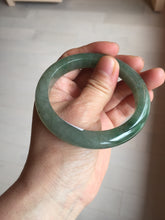Load image into Gallery viewer, 57.2mm certified Type A 100% Natural icy watery dark green gray Jadeite Jade bangle PC15-0368
