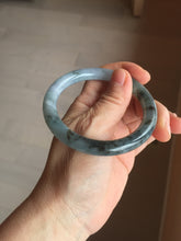 Load image into Gallery viewer, 55mm Certified Type A 100% Natural icy watery dark green/purple/gray round cut Jadeite bangle AA132-6931
