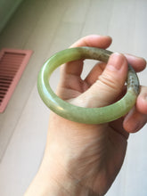 Load image into Gallery viewer, 55.5mm Certified Type A 100% Natural green yellow/sugar brown flying dandelions nephrite Jade bangle HN51-0488
