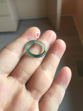 Load image into Gallery viewer, 14.1mm size 3 100% natural type A icy watery green/blue Guatemala jadeite jade band ring group BL143
