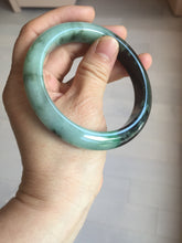 Load image into Gallery viewer, 58.5mm certified Type A 100% Natural sunny green dark green light green (half mountain half watery 半山半水) Jadeite Jade bangle PB194-9765
