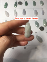 Load image into Gallery viewer, Type A 100% Natural icy watery light green/white/purple jadeite Jade magnolia buds group Pendant PH236
