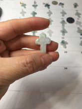 Load image into Gallery viewer, 100% Natural type A light green white with green floating flowers jadeite Jade cross shaped floral pendant necklace BS141
