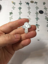 Load image into Gallery viewer, 100% Natural type A light green white with green floating flowers jadeite Jade cross shaped floral pendant necklace BS141
