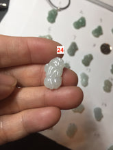 Load image into Gallery viewer, 100% natural type A icy watery jadeite jade green/white 3D PiXiu(貔貅) pendant group necklace F160

