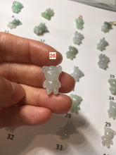 Load image into Gallery viewer, Type A 100% Natural icy watery light green sunny geen purple white clear jadeite jade cute baby bear pendant PH114 Add on item
