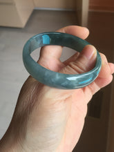 Load image into Gallery viewer, 52.8mm Certified Type A 100% Natural icy watery deep sea green/blue/gray/black Guatemala Jadeite bangle PJ31-6391

