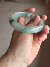 Load image into Gallery viewer, 55.2mm certified type A 100% Natural icy watery light green with dark green flowers jadeite jade bangle PH58-1057
