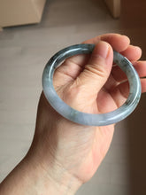 Load image into Gallery viewer, 55.3mm Certified Type A 100% Natural dark green/purple/gray round cut Jadeite bangle AA128-6937
