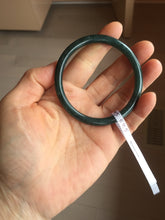 Load image into Gallery viewer, 54.5mm Certified Type A 100% Natural dark green/blue/gray with Guatemala slim round cut Jadeite bangle PH17-2345
