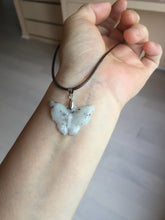 Load image into Gallery viewer, 100% Natural type A white brown Jadeite Jade Withered Leaf Butterfly(枯叶蝶) pendant PB215
