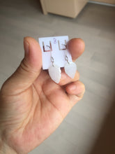Load image into Gallery viewer, 100% natural type A white purple jadeite jade leaf earring PC25-3

