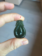 Load image into Gallery viewer, 100% Natural type A dark green/gray/black(油青) Jadeite Jade seashell (福贝)  pendant group BP187
