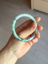 Load image into Gallery viewer, 55mm Certified Type A 100% Natural sunny green light green purple with green floating flowers slim round cut Jadeite bangle PD204-3919
