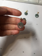 Load image into Gallery viewer, 12.5–14.5mm Type A 100% Natural Icy Watery Light Green Dark Green Gray Guaremala Jadeite Jade Concentric Ring Safety Guardian Donut Mom and Daughter Pendant 子母扣 BH122
