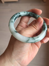 Load image into Gallery viewer, 55.5mm certified 100% natural Type A silent snow and green fire forest round cut jadeite jade bangle AA35-4285
