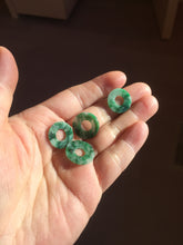 Load image into Gallery viewer, 16.3mm Type A 100% Natural sunny green Jadeite Safety Guardian Button donuts pendant PF52
