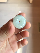 Load image into Gallery viewer, 19.7-27.5mm Type A 100% Natural light green white Jadeite Jade Safety Guardian Button donuts couple pendant PC130
