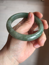 Load image into Gallery viewer, 57.2mm certified Type A 100% Natural icy watery dark green gray Jadeite Jade bangle PC14-0371
