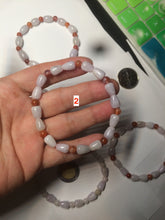 Load image into Gallery viewer, 100% natural type A light purple/white water drop/olive jadeite jade bead bracelet BK58

