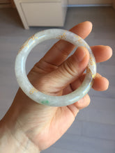 Load image into Gallery viewer, 53.3mm certified 100% natural Type A sunny green white carved and golden-painted jadeite jade bangle PF75
