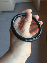 Load image into Gallery viewer, 62.8mm certified 100% Natural dark green/black meteorite round cut nephrite bangle HN133-0589

