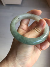 Load image into Gallery viewer, 55.3mm certified type A 100% Natural light green dark green gray(淡油青) black jadeite jade bangle BS152-0491
