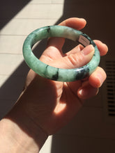Load image into Gallery viewer, Shopify only! 59mm certified type A 100% Natural icy watery green/black Jadeite Jade bangle BM44-8566
